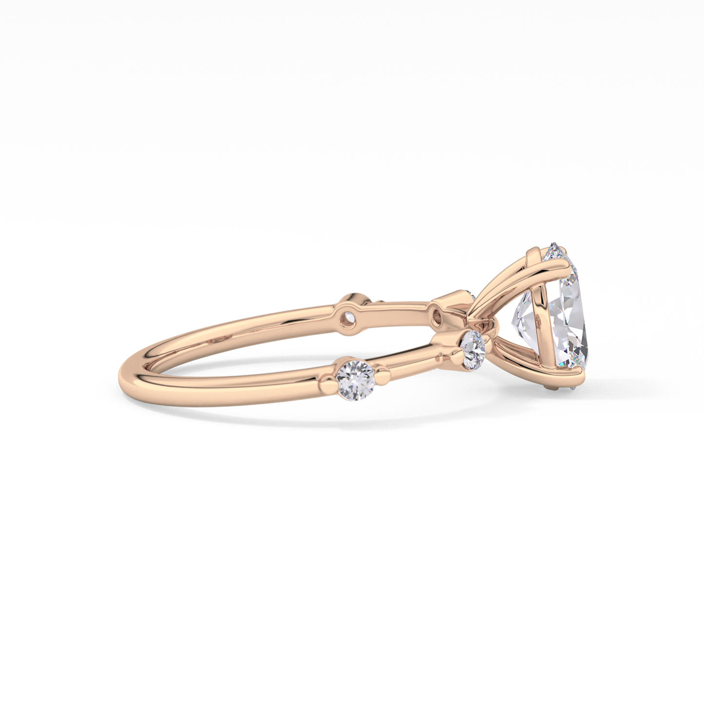 Oval Dainty Pave Lab Grown Diamond Engagement Ring