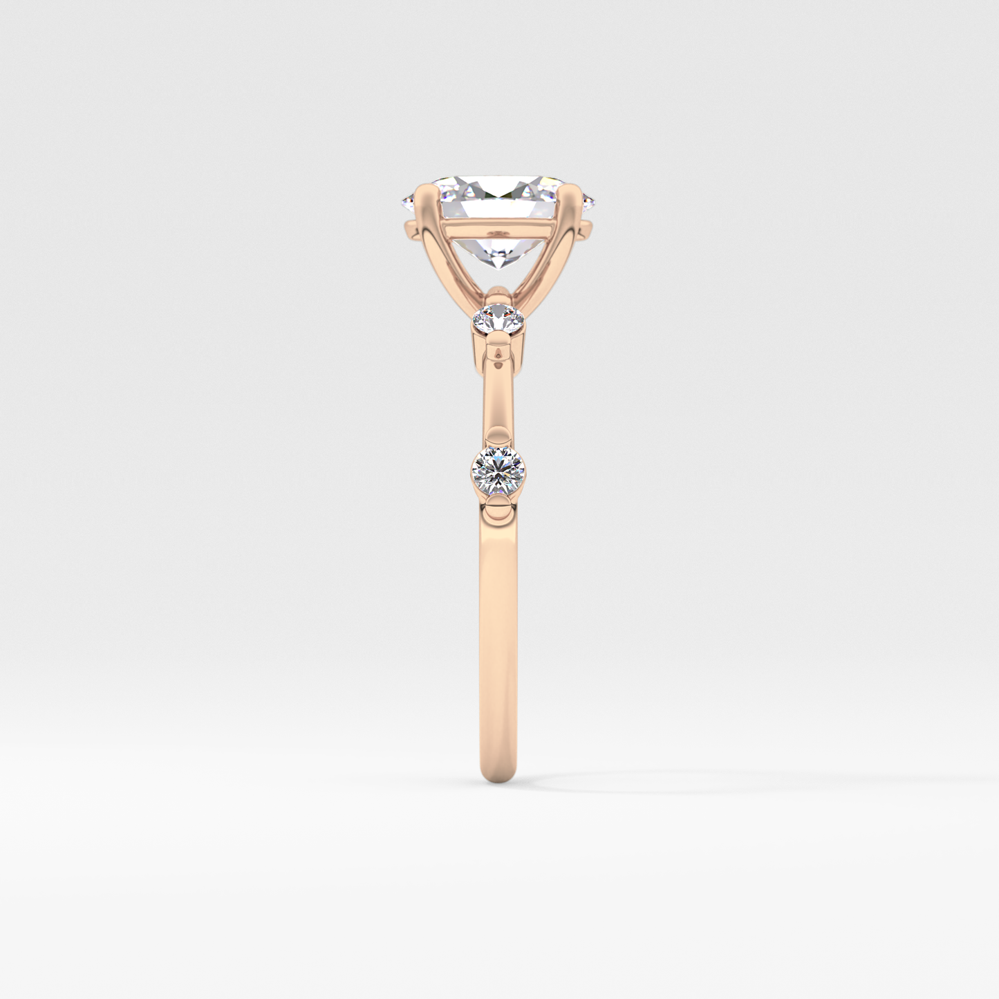 Oval Dainty Pave Lab Grown Diamond Engagement Ring