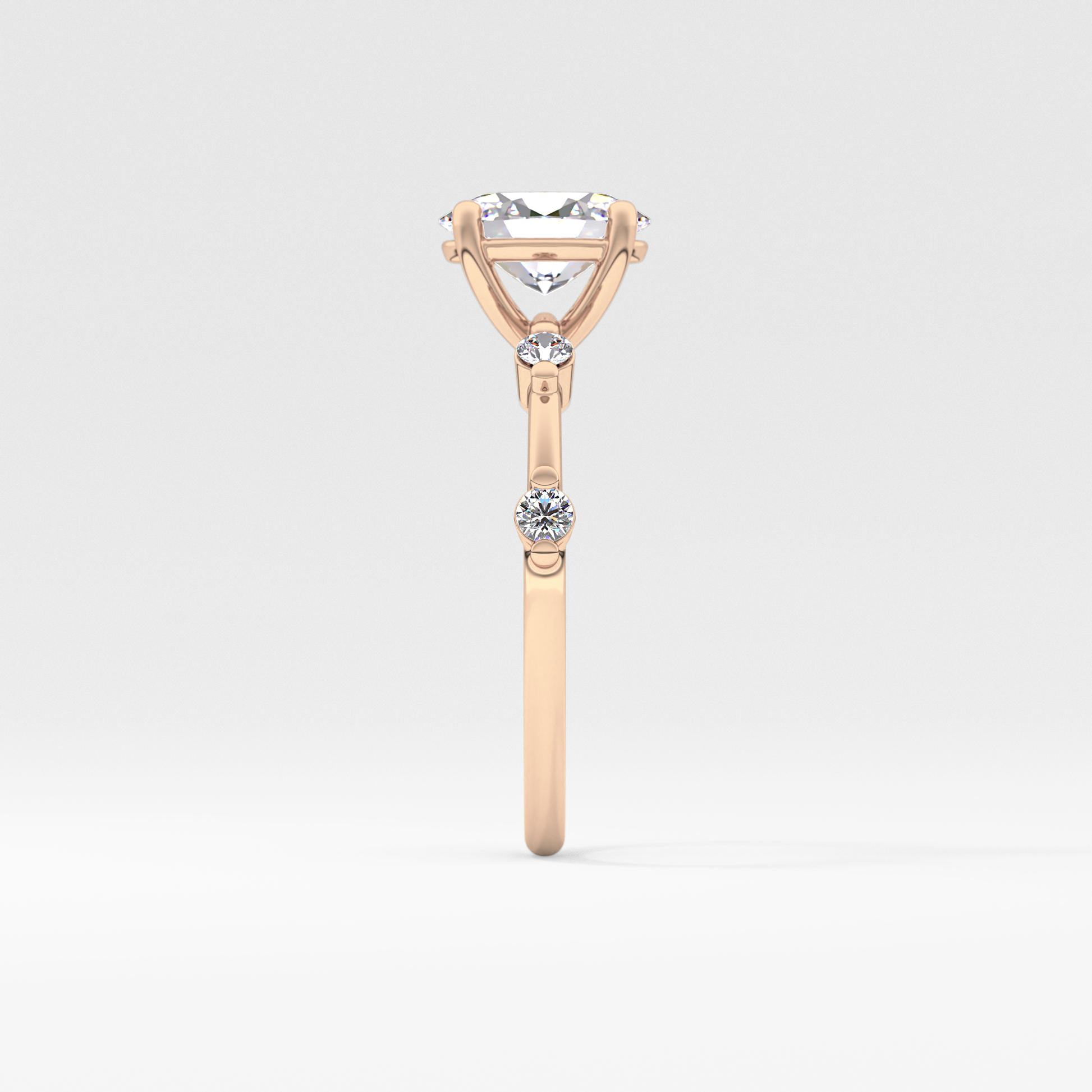 Oval Dainty Pave Lab Grown Diamond Engagement Ring