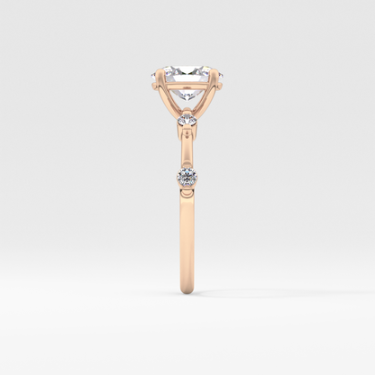 Oval Dainty Pave Lab Grown Diamond Engagement Ring