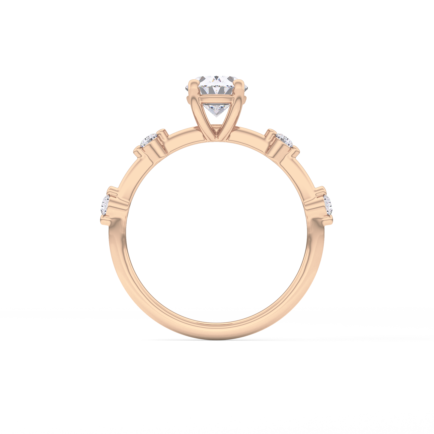 Oval Dainty Pave Lab Grown Diamond Engagement Ring