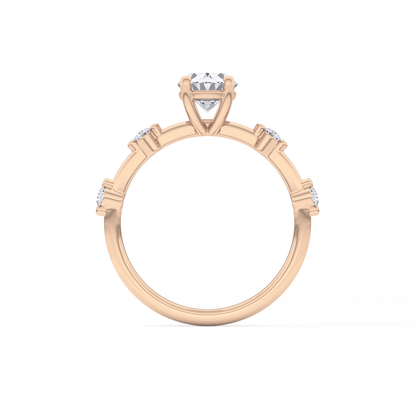 Oval Dainty Pave Lab Grown Diamond Engagement Ring