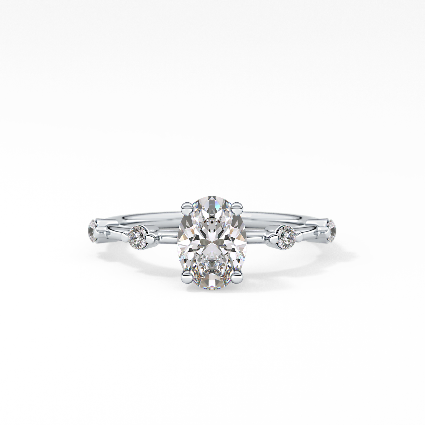 Oval Dainty Pave Lab Grown Diamond Engagement Ring