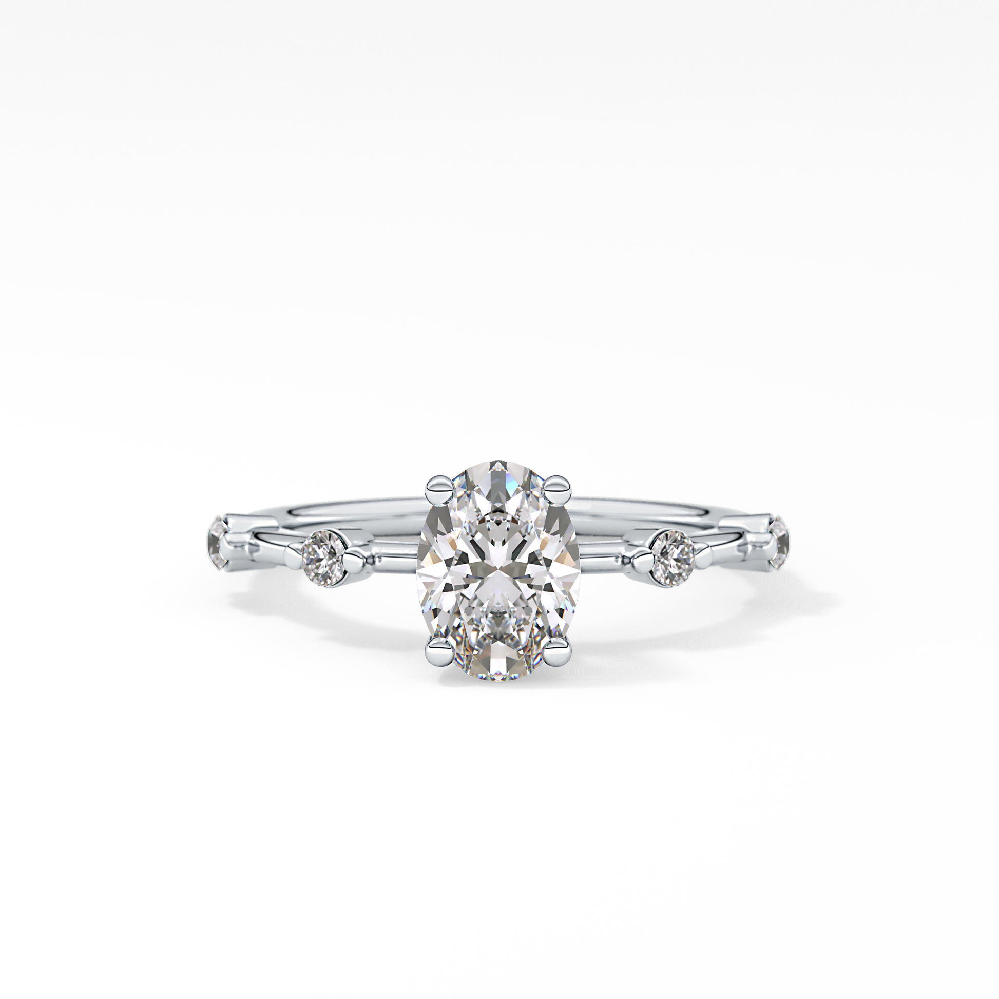 Oval Dainty Pave Lab Grown Diamond Engagement Ring