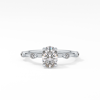 Oval Dainty Pave Lab Grown Diamond Engagement Ring