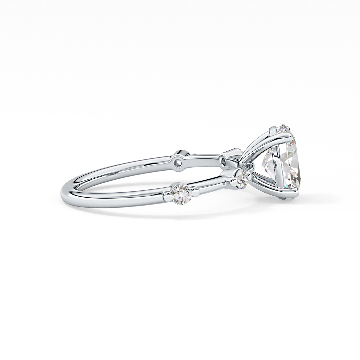 Oval Dainty Pave Lab Grown Diamond Engagement Ring