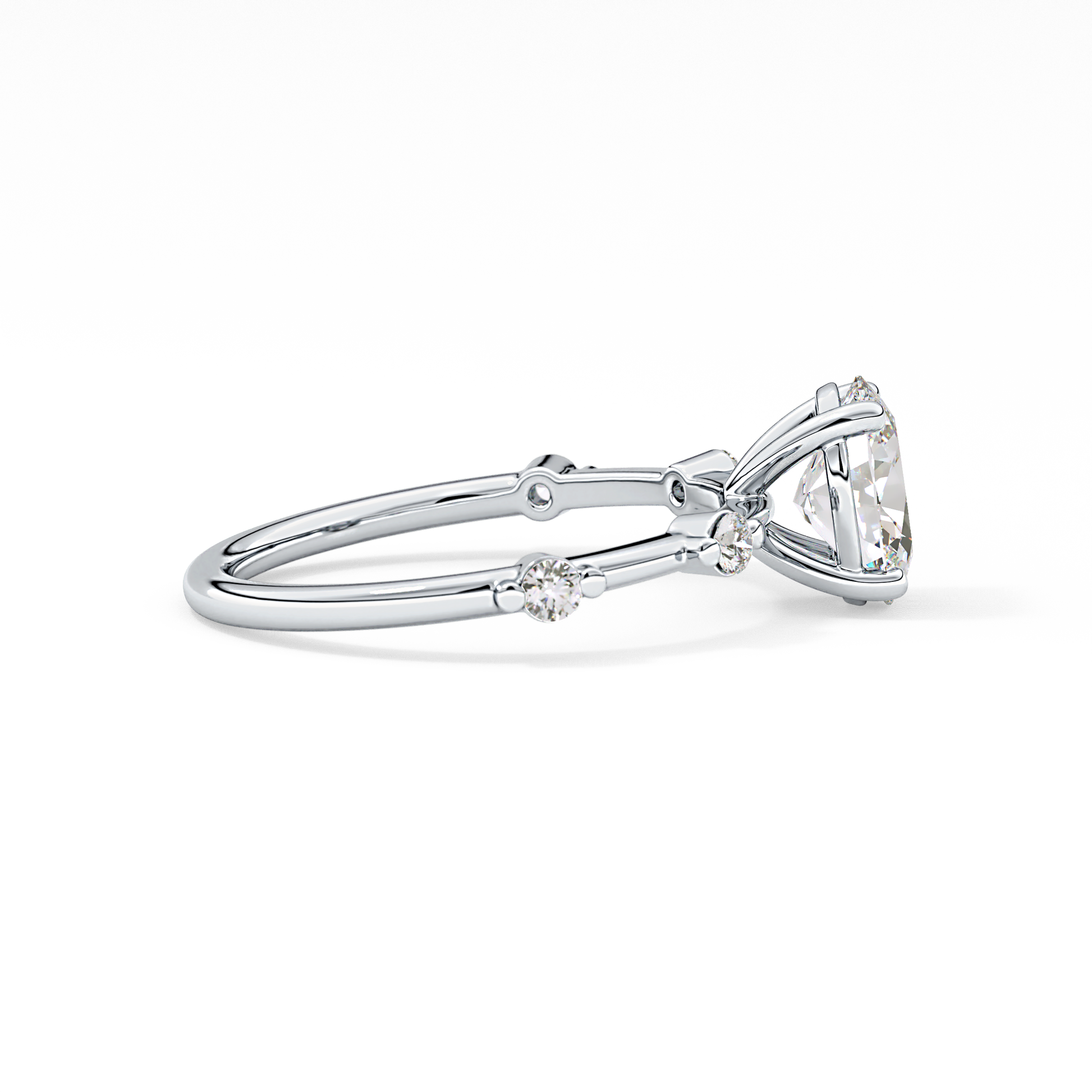 Oval Dainty Pave Lab Grown Diamond Engagement Ring