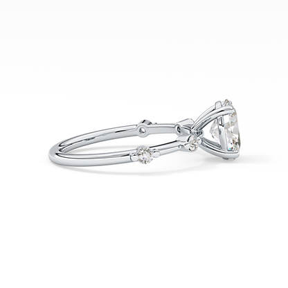 Oval Dainty Pave Lab Grown Diamond Engagement Ring