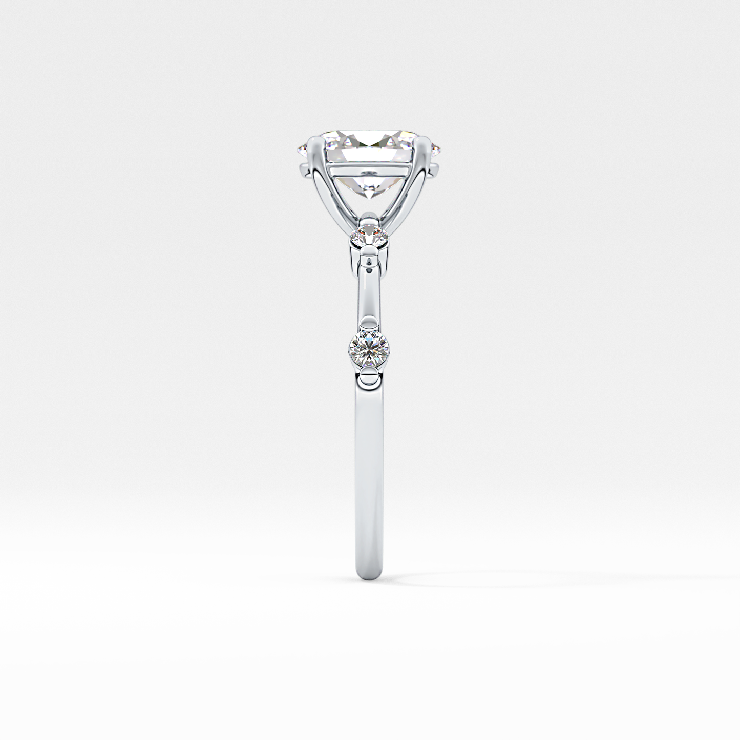 Oval Dainty Pave Lab Grown Diamond Engagement Ring