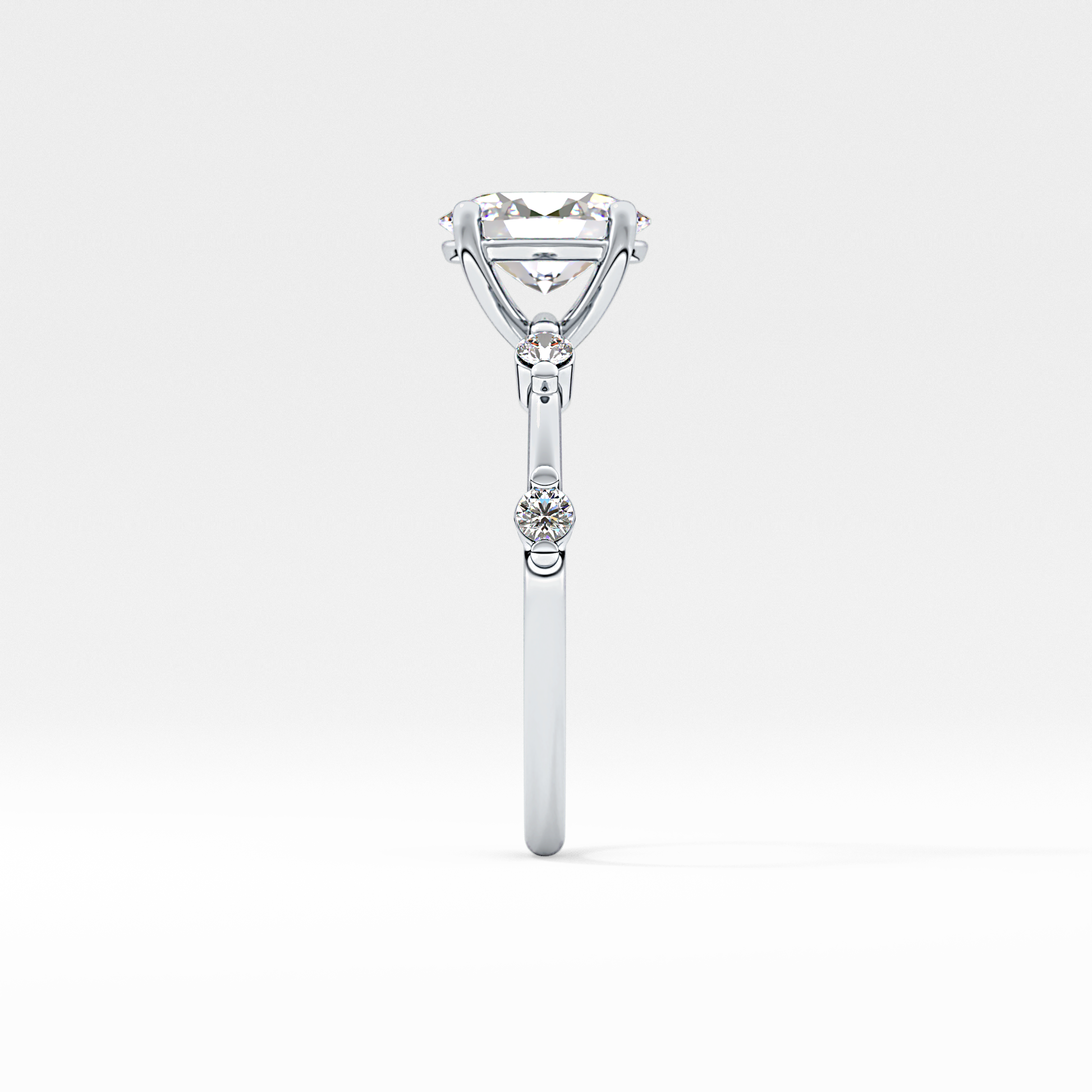 Oval Dainty Pave Lab Grown Diamond Engagement Ring