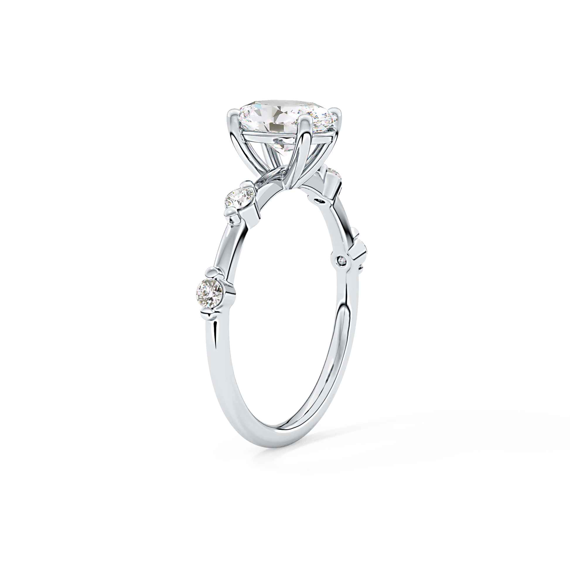 Oval Dainty Pave Lab Grown Diamond Engagement Ring