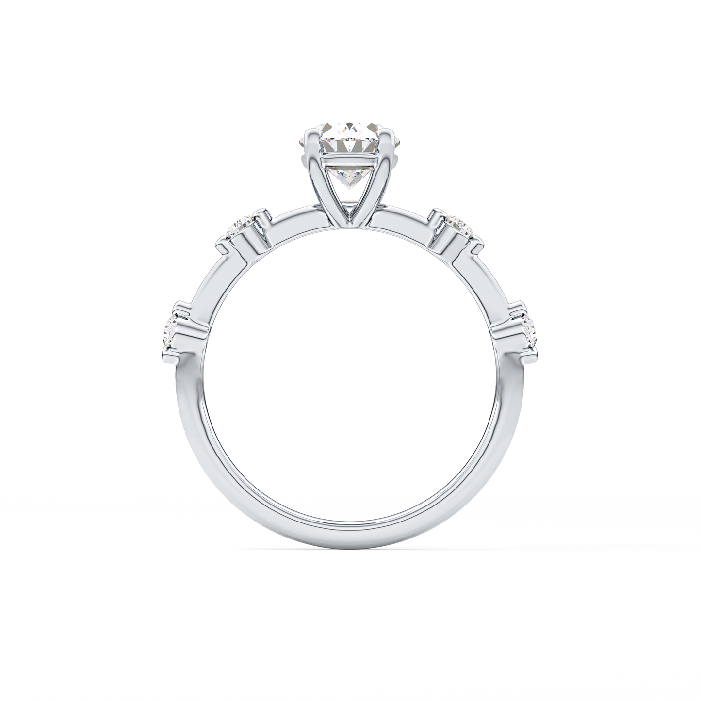 Oval Dainty Pave Lab Grown Diamond Engagement Ring
