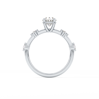 Oval Dainty Pave Lab Grown Diamond Engagement Ring