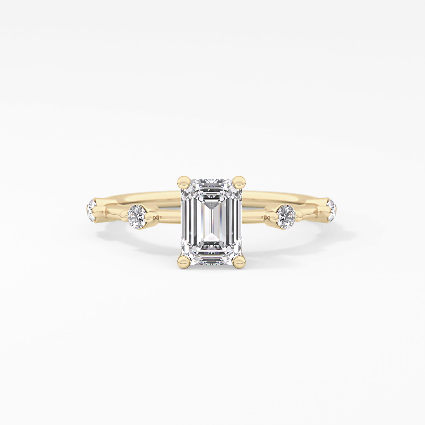 Emerald Dainty Pave Lab Grown Diamond Engagement Ring