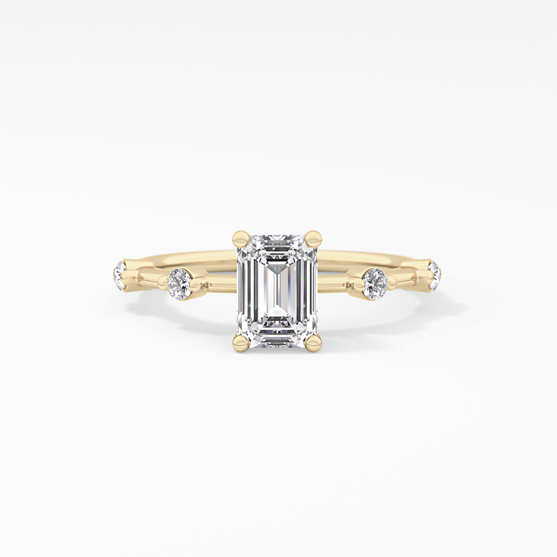 Emerald Dainty Pave Lab Grown Diamond Engagement Ring