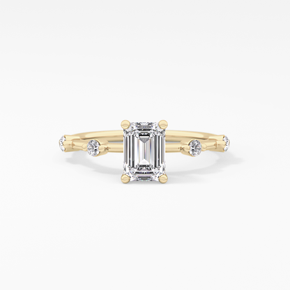 Emerald Dainty Pave Lab Grown Diamond Engagement Ring