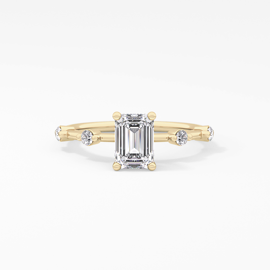 Emerald Dainty Pave Lab Grown Diamond Engagement Ring