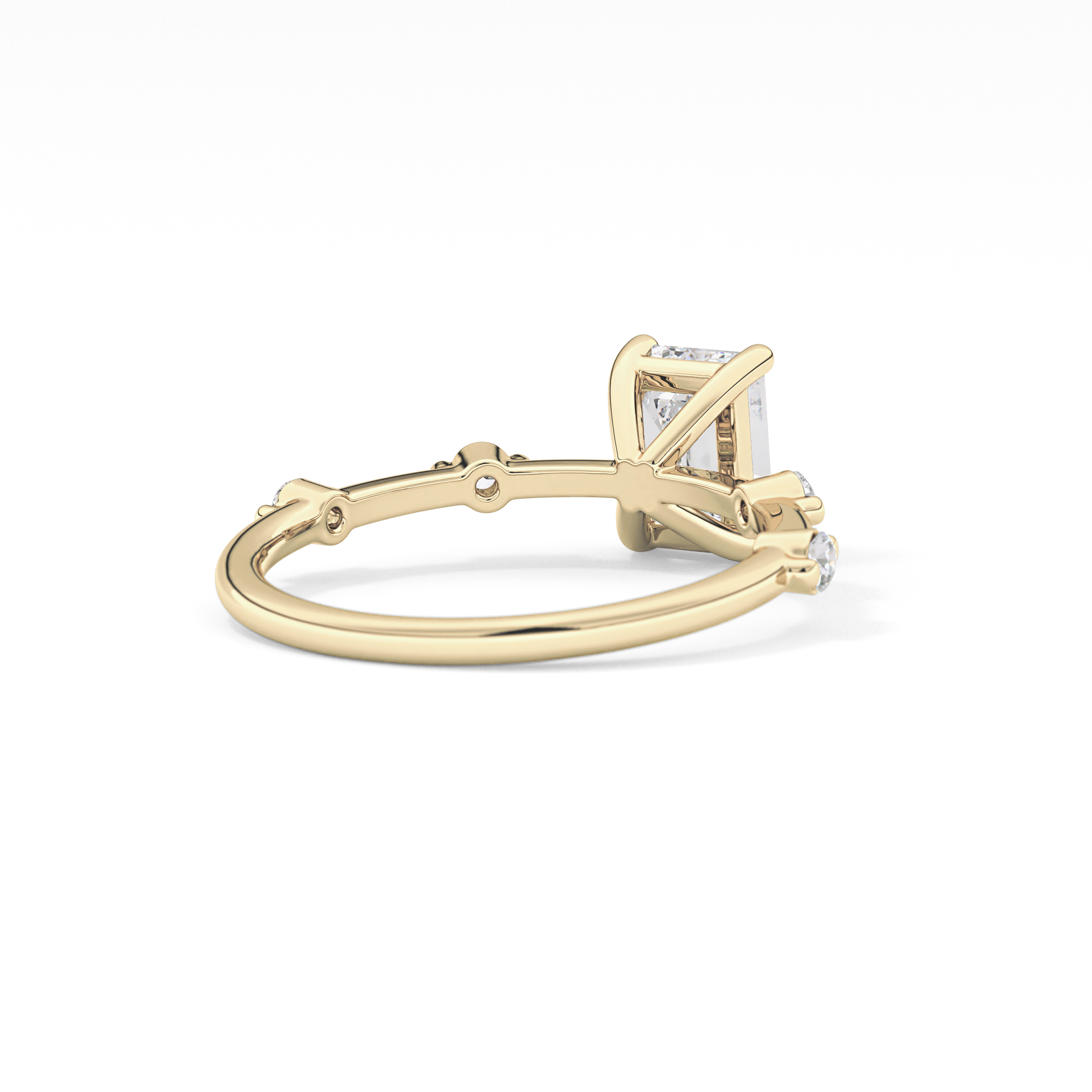 Emerald Dainty Pave Lab Grown Diamond Engagement Ring