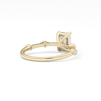 Emerald Dainty Pave Lab Grown Diamond Engagement Ring