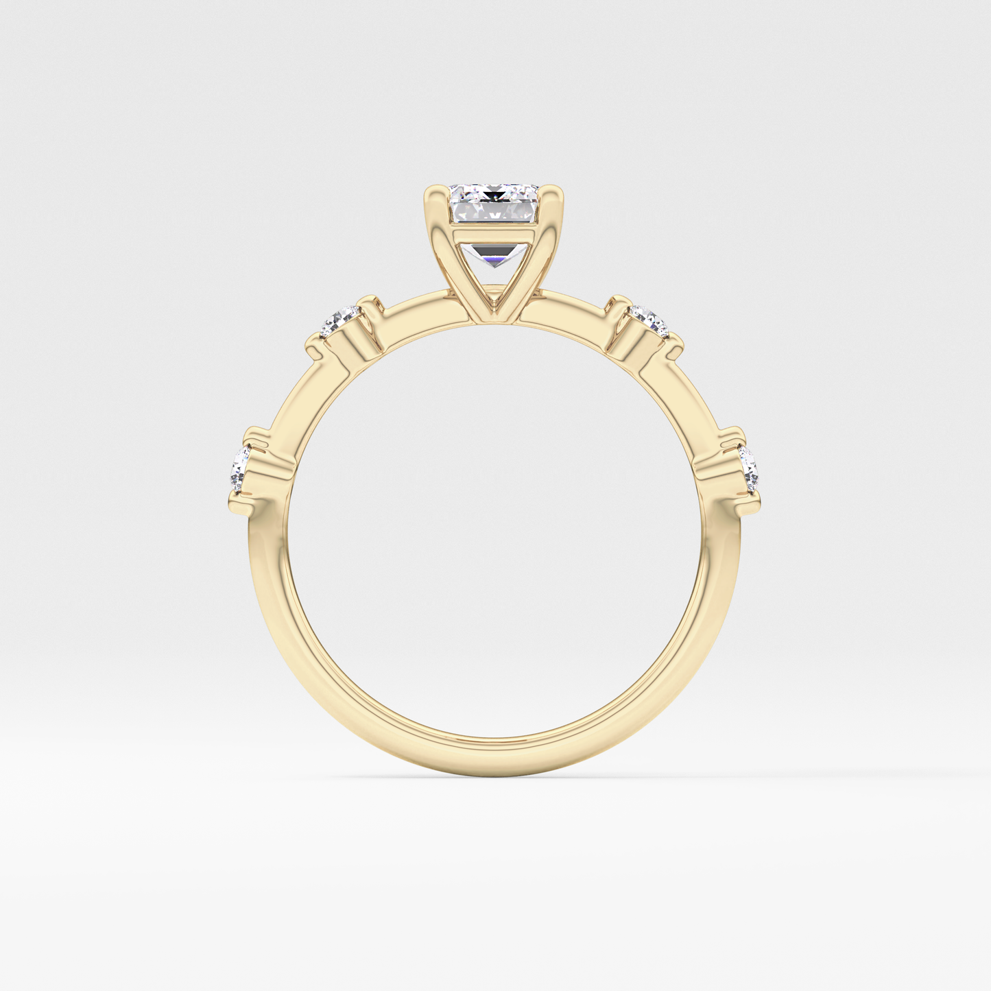 Emerald Dainty Pave Lab Grown Diamond Engagement Ring