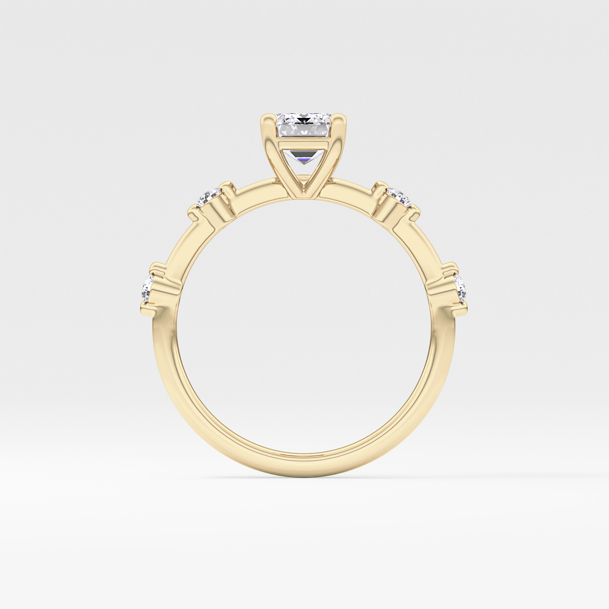 Emerald Dainty Pave Lab Grown Diamond Engagement Ring