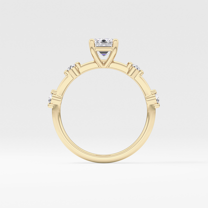 Emerald Dainty Pave Lab Grown Diamond Engagement Ring