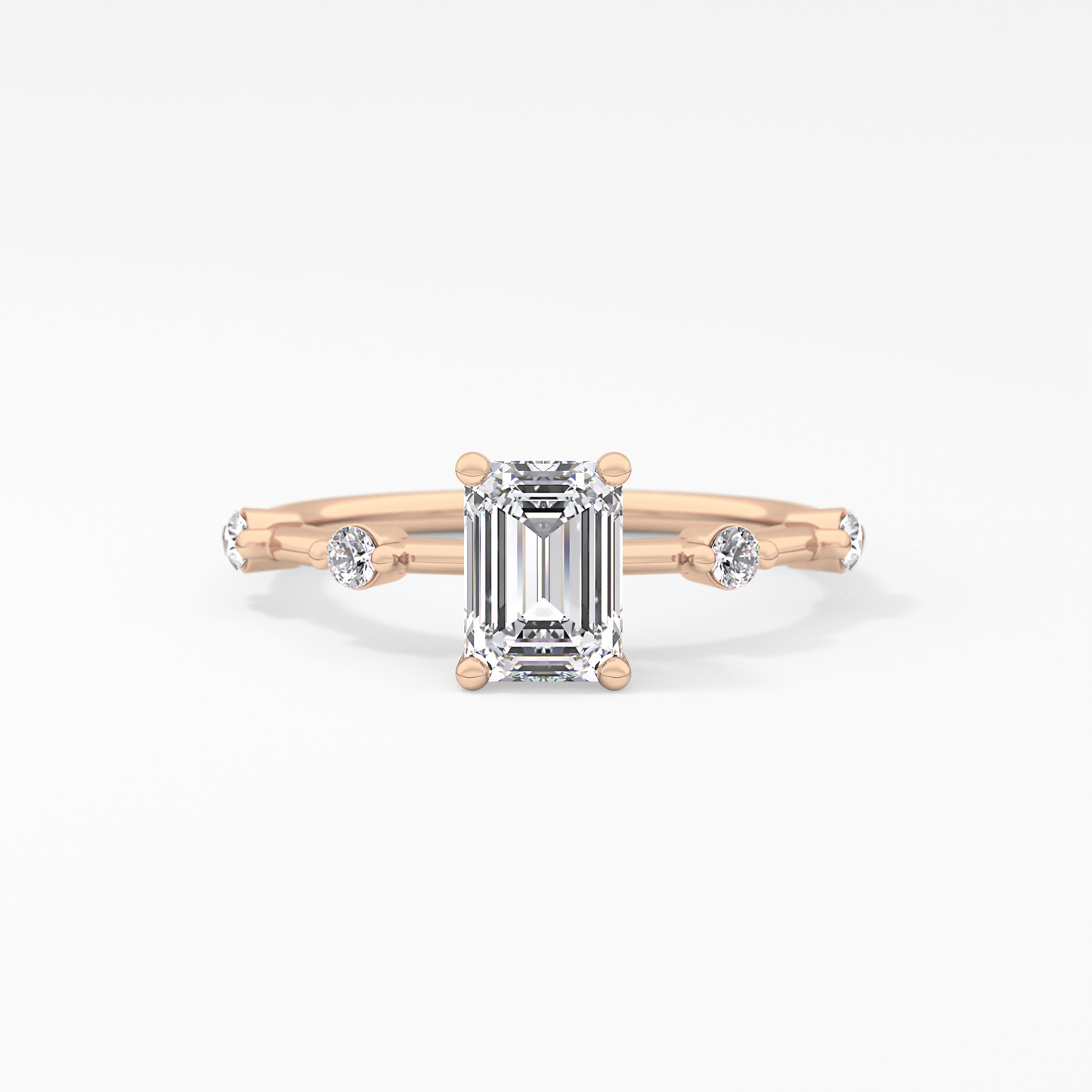 Emerald Dainty Pave Lab Grown Diamond Engagement Ring