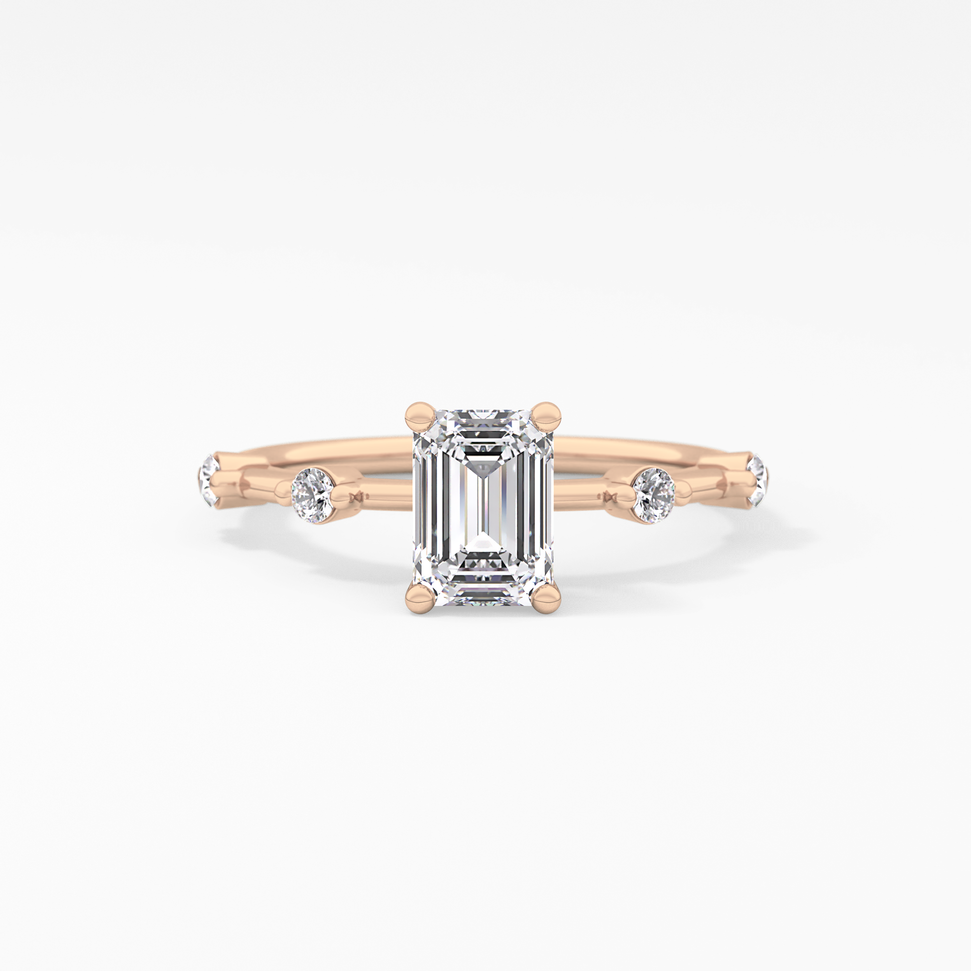 Emerald Dainty Pave Lab Grown Diamond Engagement Ring