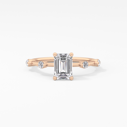 Emerald Dainty Pave Lab Grown Diamond Engagement Ring
