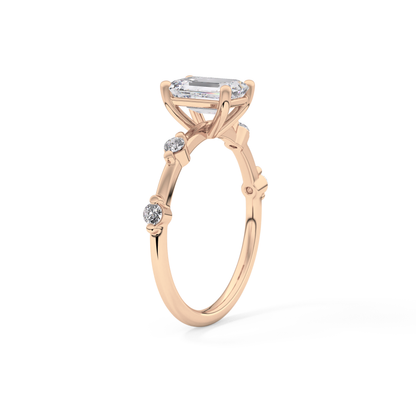 Emerald Dainty Pave Lab Grown Diamond Engagement Ring