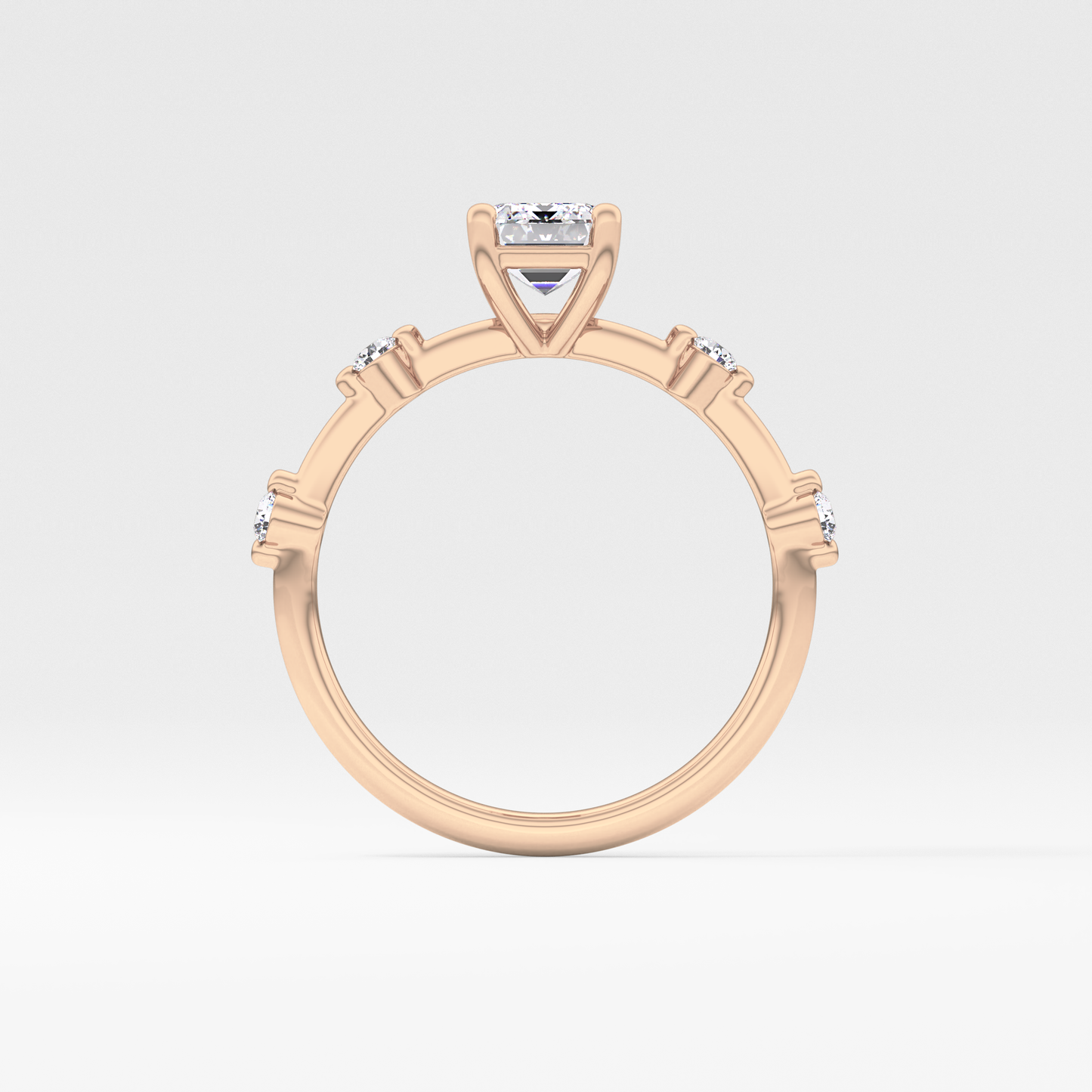 Emerald Dainty Pave Lab Grown Diamond Engagement Ring