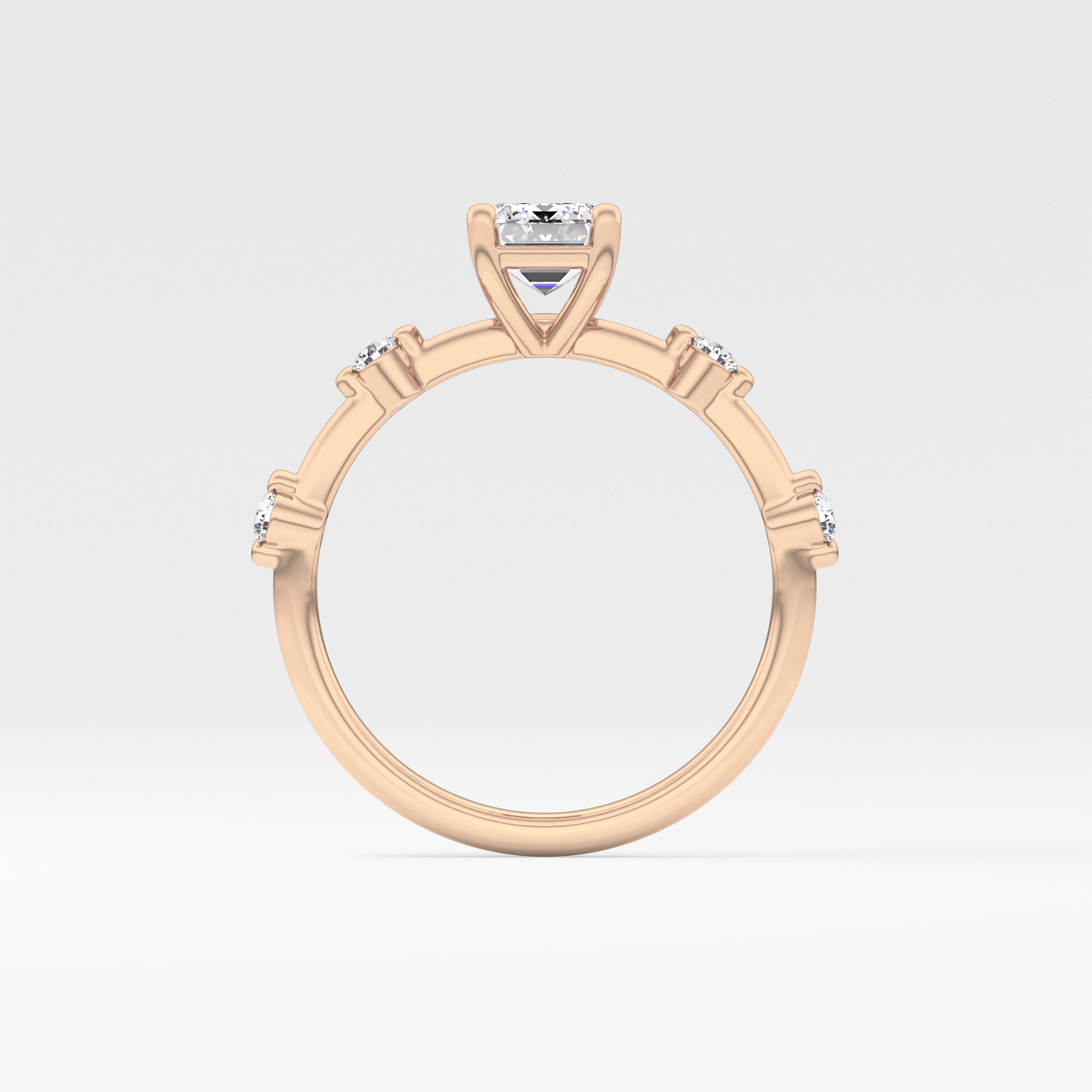 Emerald Dainty Pave Lab Grown Diamond Engagement Ring