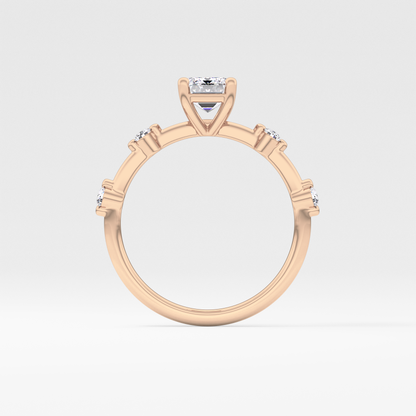 Emerald Dainty Pave Lab Grown Diamond Engagement Ring