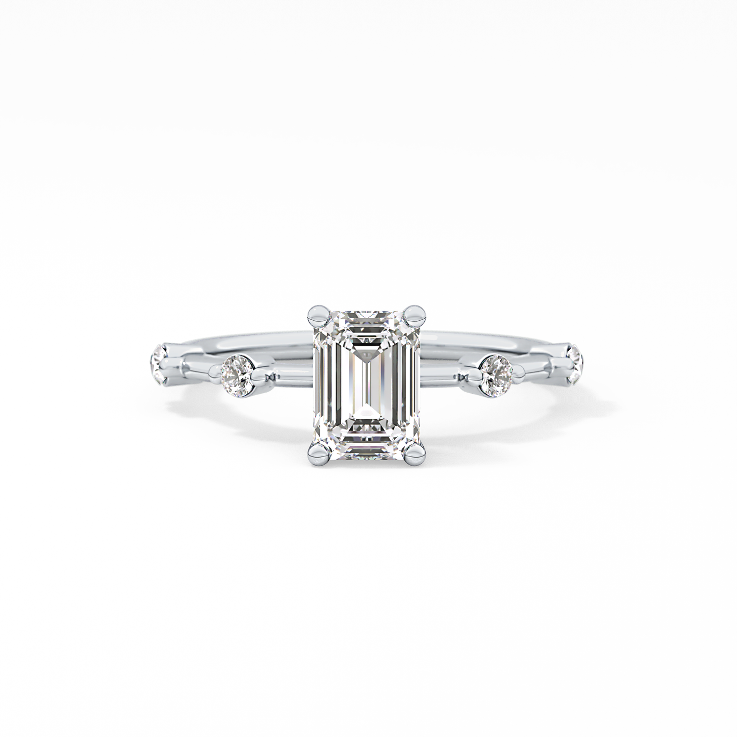 Emerald Dainty Pave Lab Grown Diamond Engagement Ring