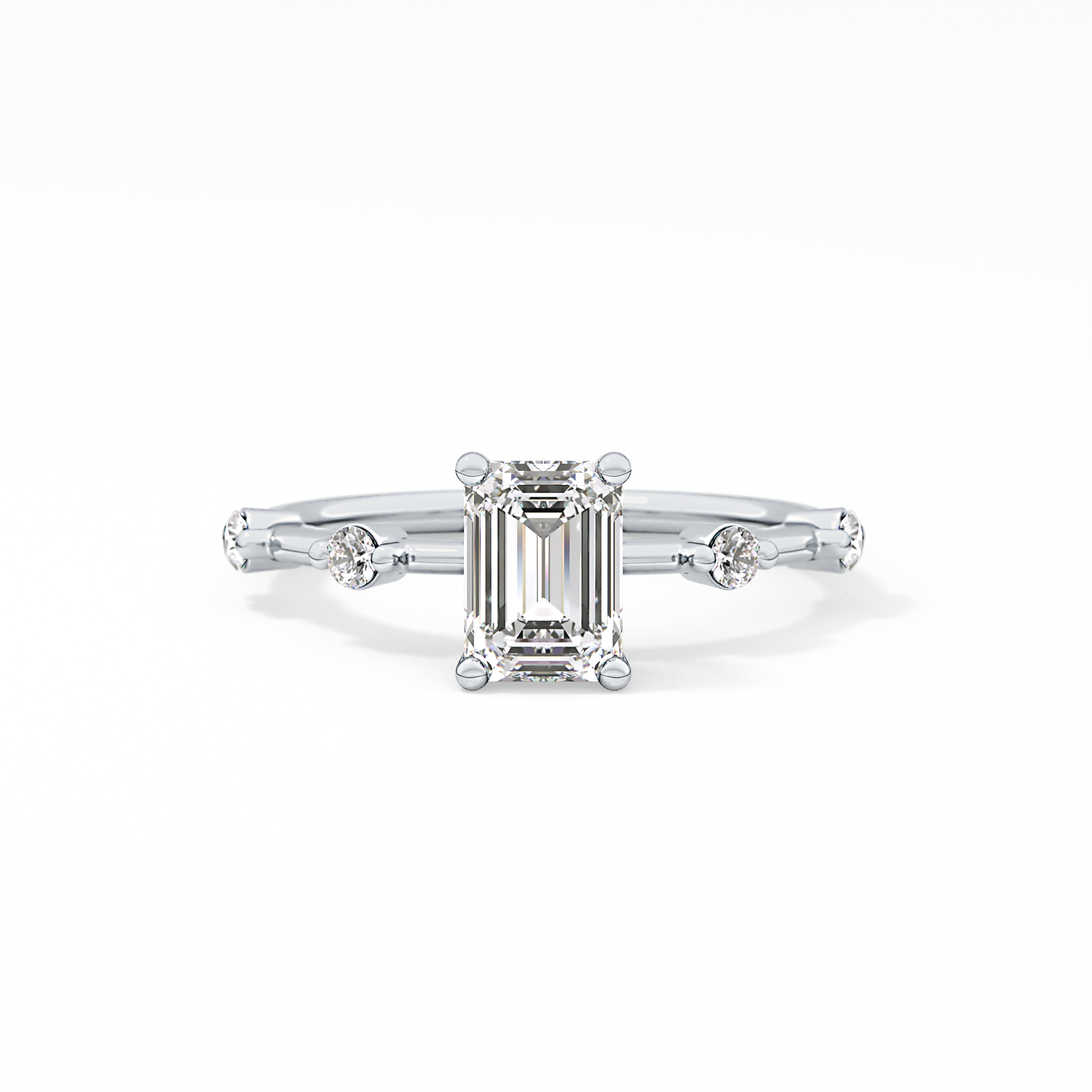 Emerald Dainty Pave Lab Grown Diamond Engagement Ring