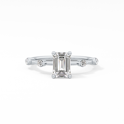 Emerald Dainty Pave Lab Grown Diamond Engagement Ring