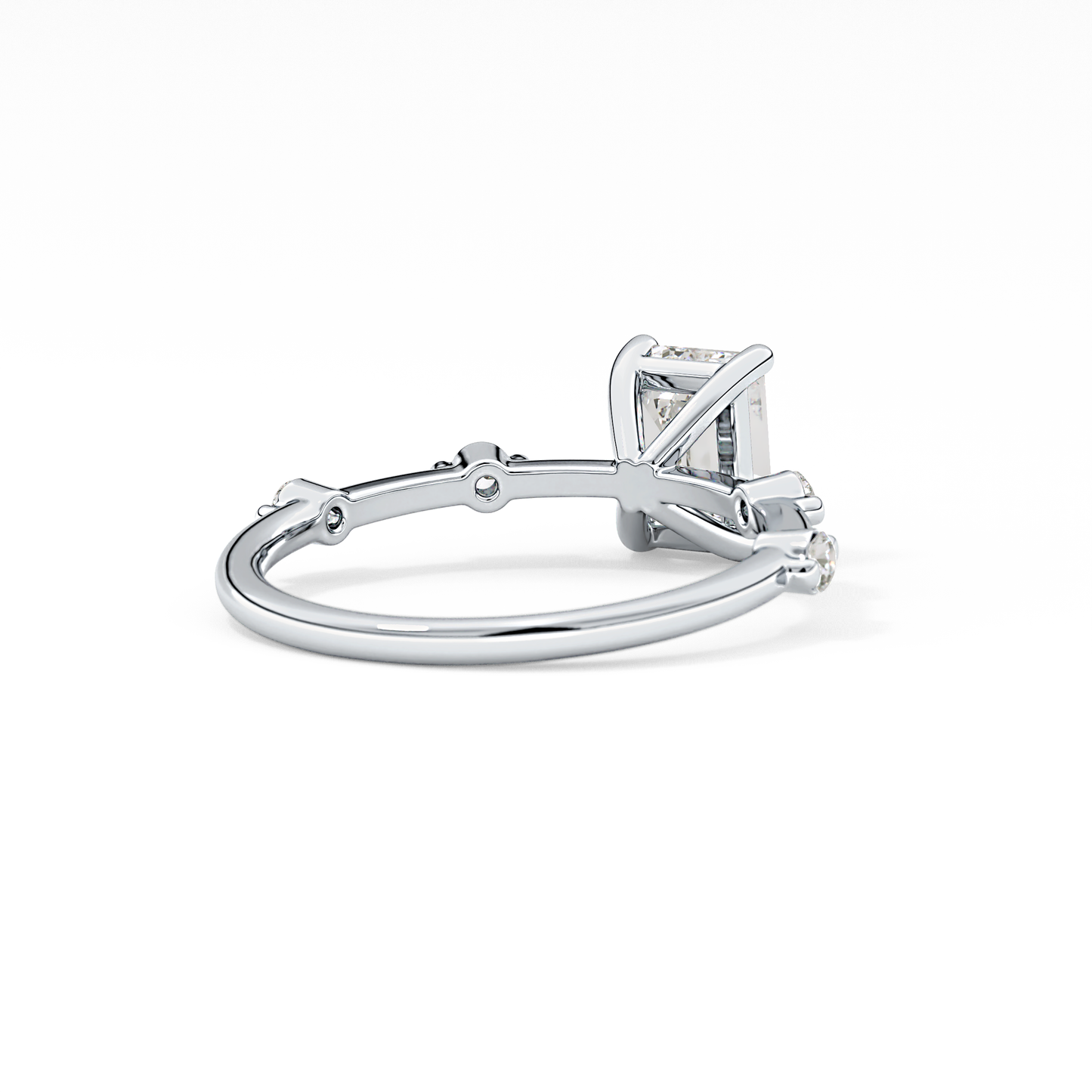 Emerald Dainty Pave Lab Grown Diamond Engagement Ring