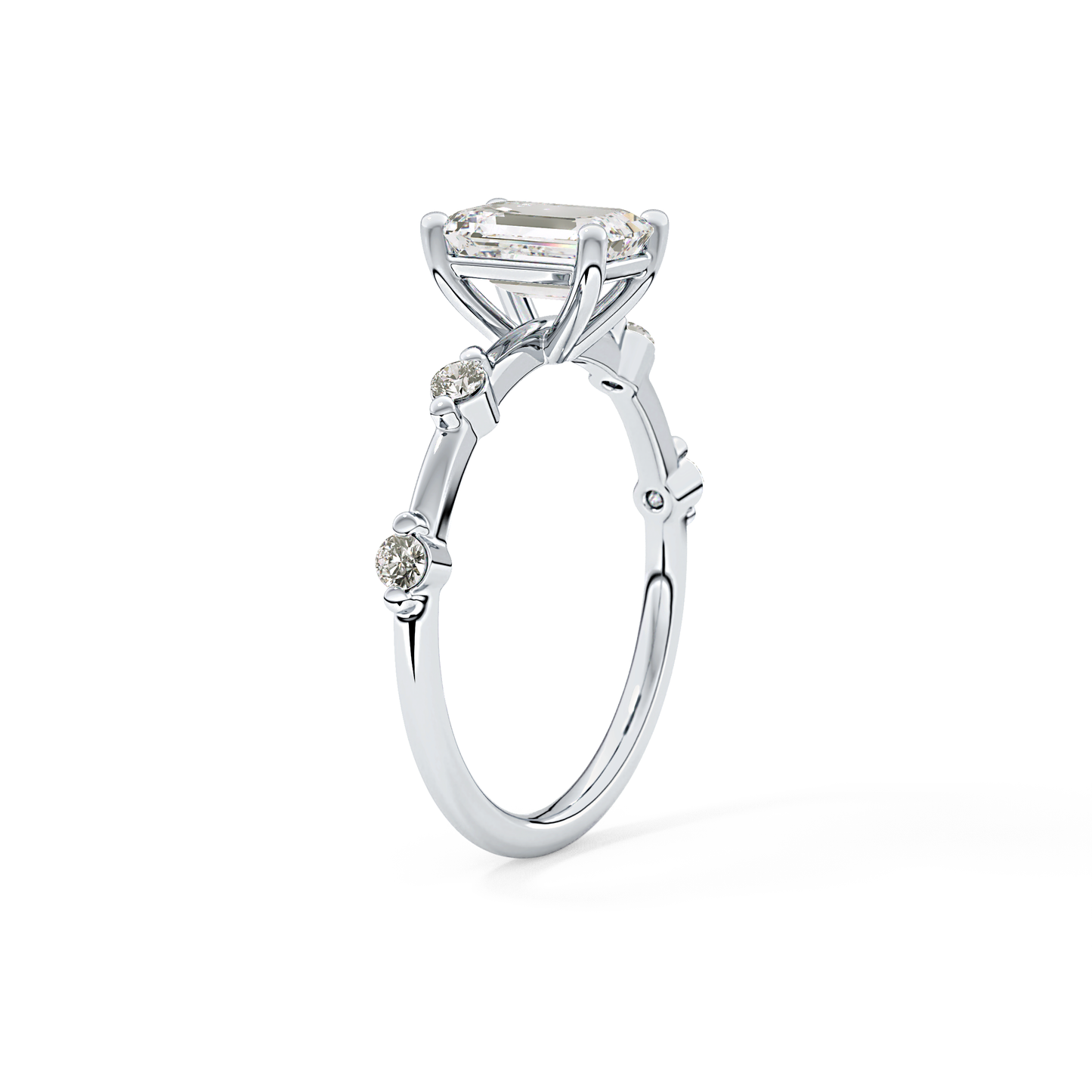Emerald Dainty Pave Lab Grown Diamond Engagement Ring
