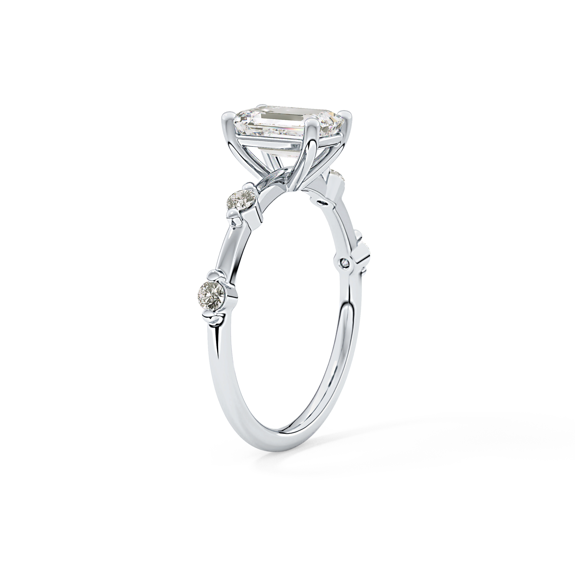 Emerald Dainty Pave Lab Grown Diamond Engagement Ring