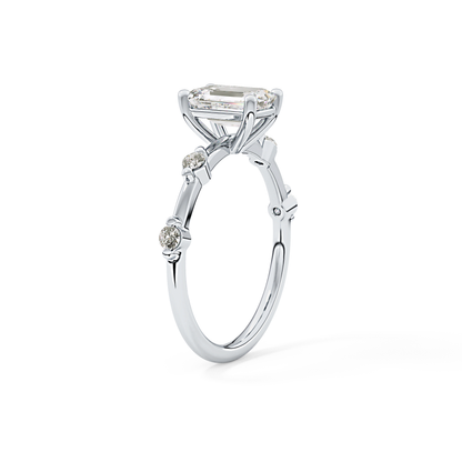 Emerald Dainty Pave Lab Grown Diamond Engagement Ring