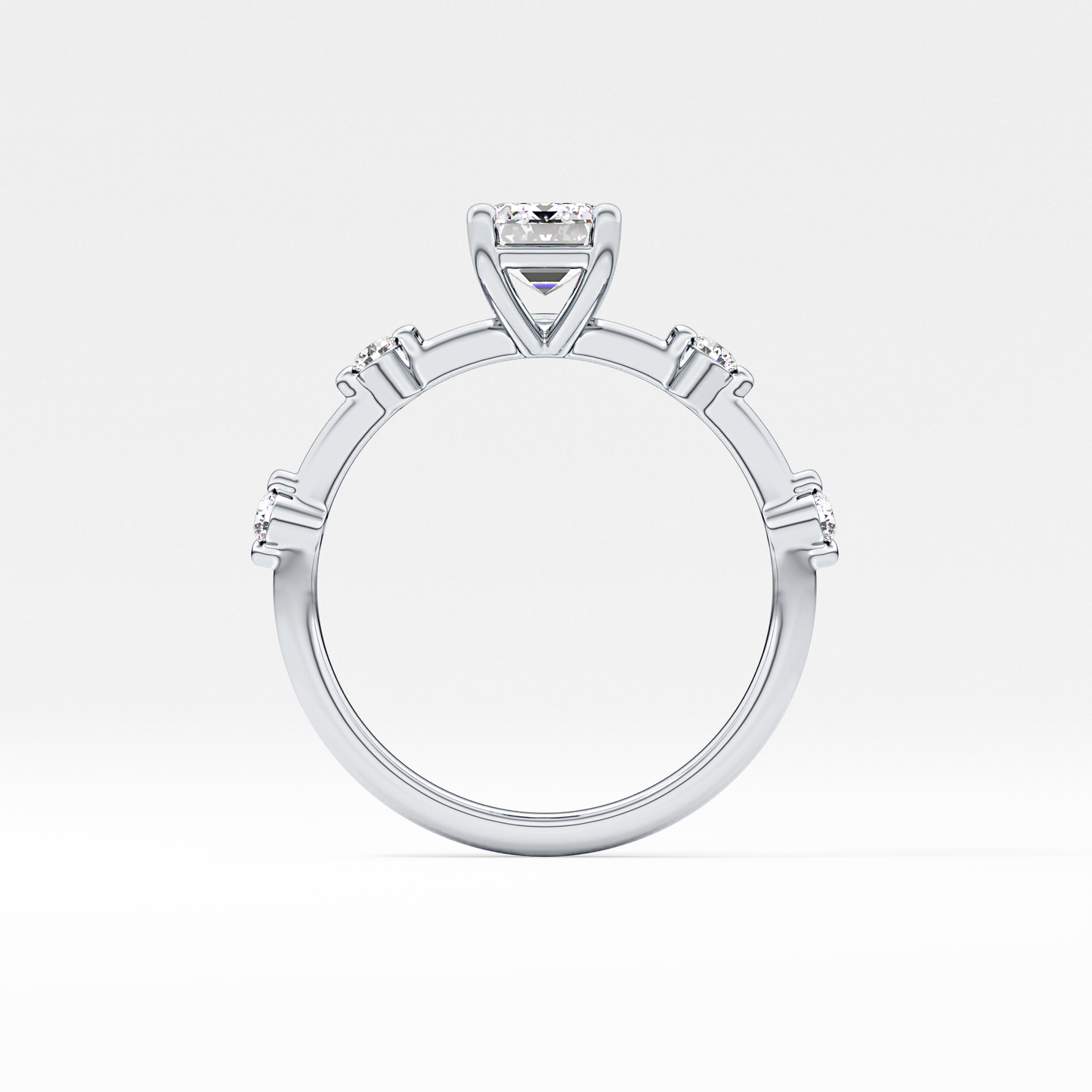 Emerald Dainty Pave Lab Grown Diamond Engagement Ring