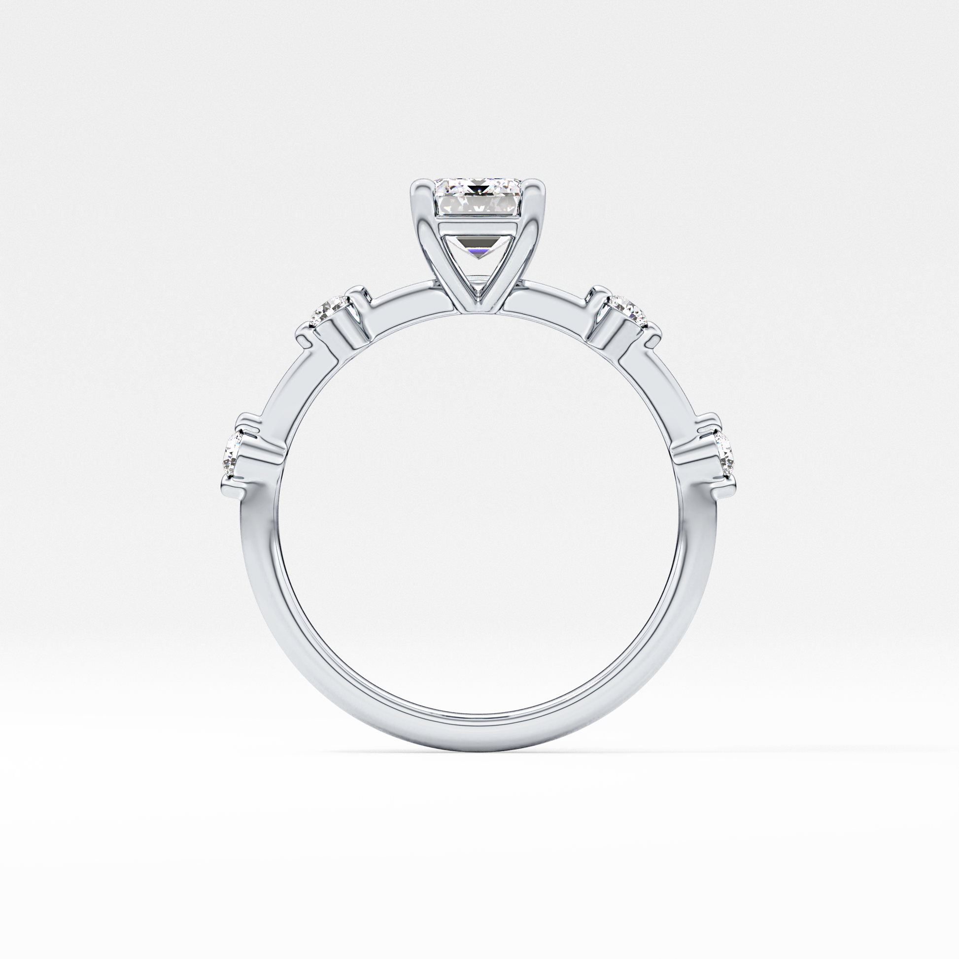 Emerald Dainty Pave Lab Grown Diamond Engagement Ring