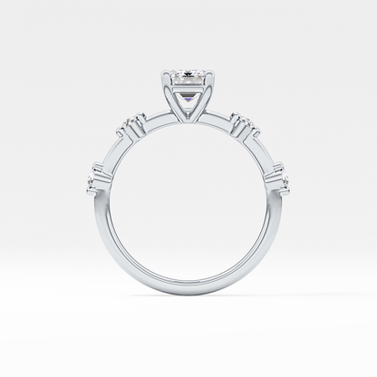 Emerald Dainty Pave Lab Grown Diamond Engagement Ring