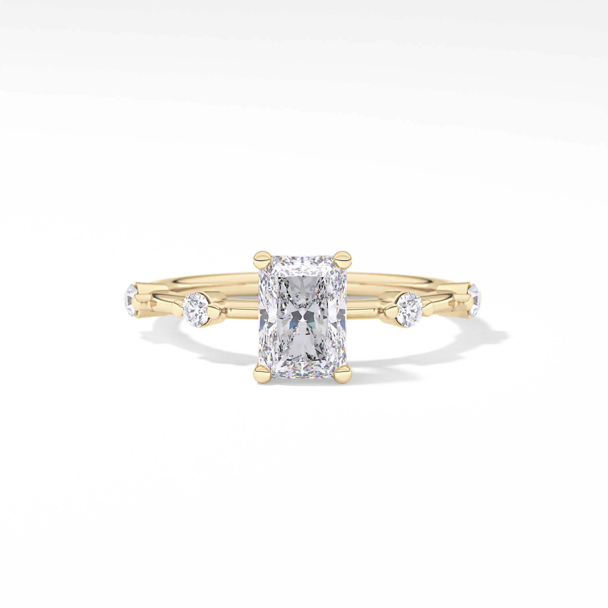 Radiant Dainty Pave Lab Grown Diamond Engagement Ring