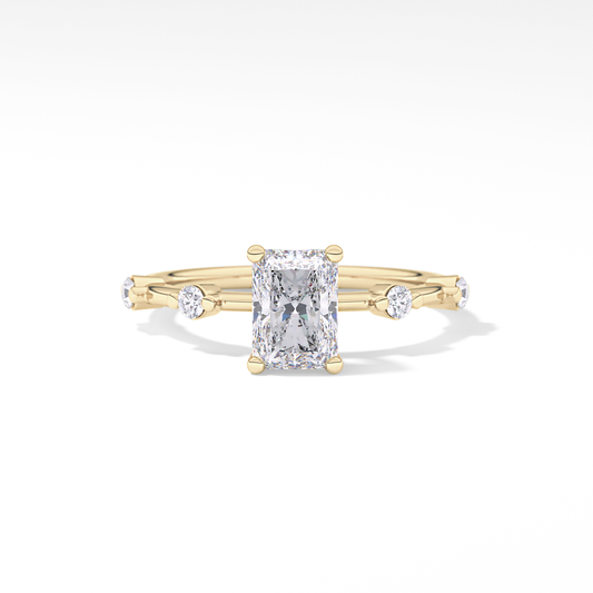 Radiant Dainty Pave Lab Grown Diamond Engagement Ring