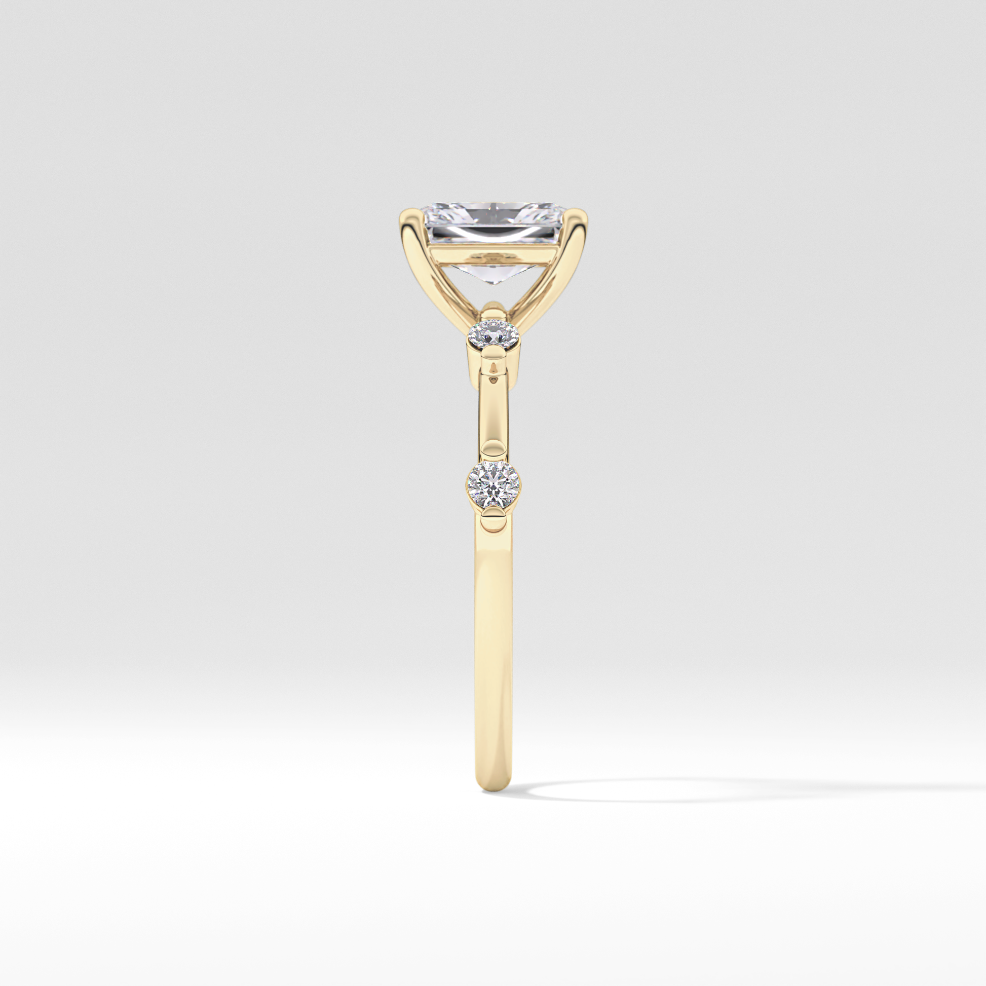 Radiant Dainty Pave Lab Grown Diamond Engagement Ring