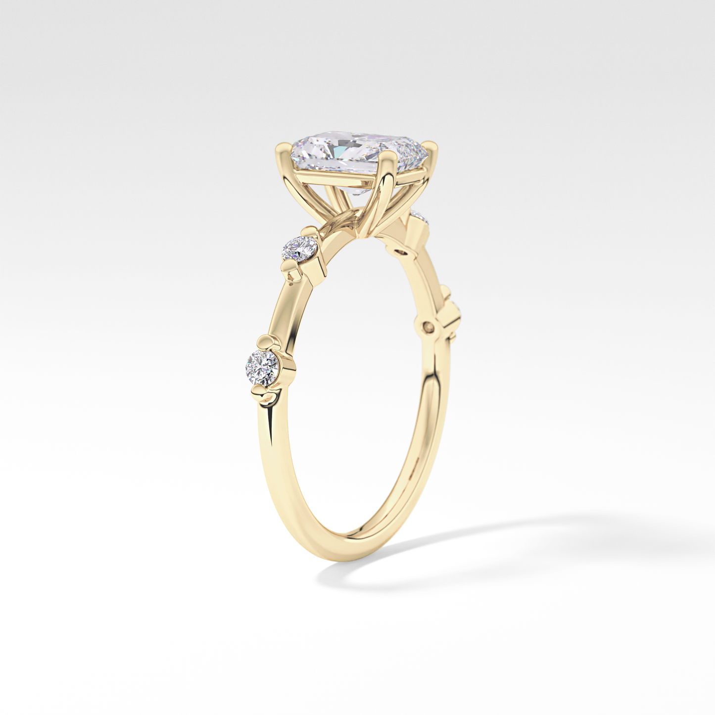 Radiant Dainty Pave Lab Grown Diamond Engagement Ring