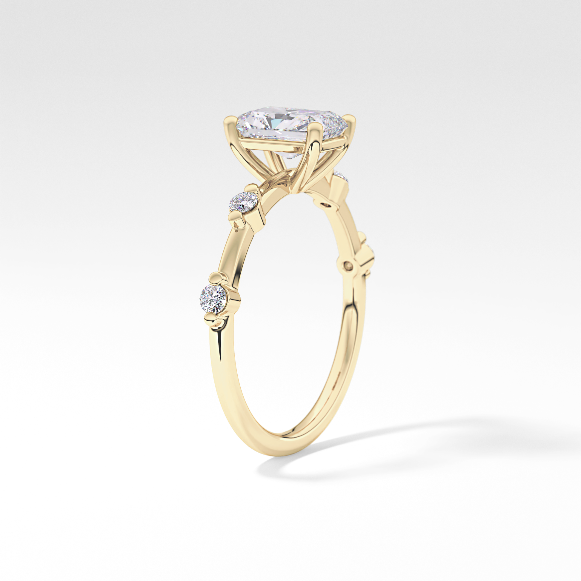 Radiant Dainty Pave Lab Grown Diamond Engagement Ring