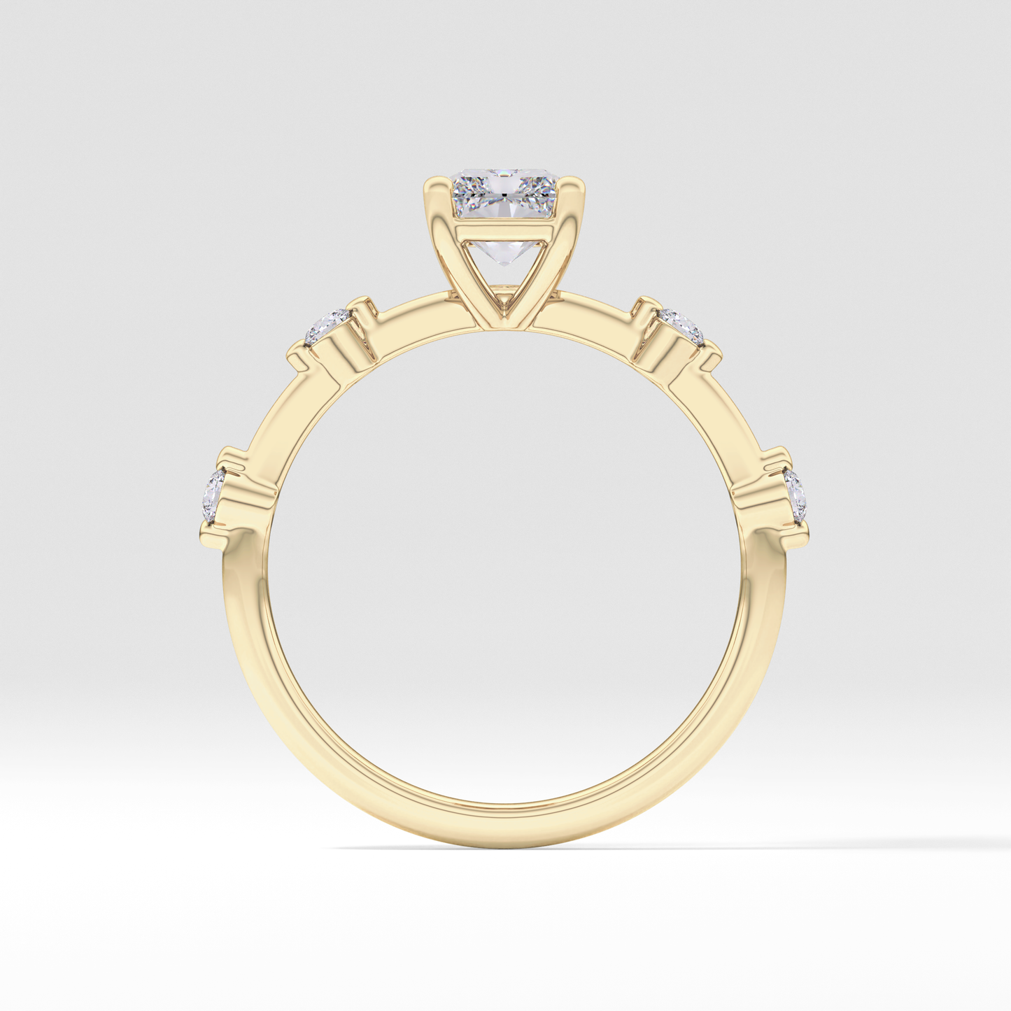 Radiant Dainty Pave Lab Grown Diamond Engagement Ring