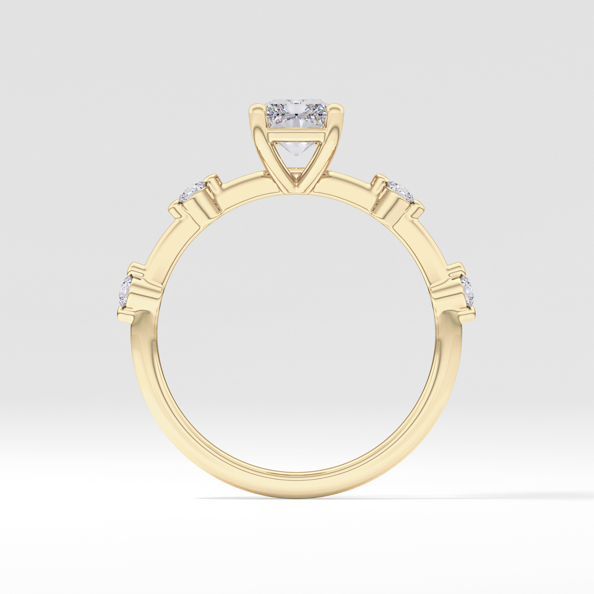Radiant Dainty Pave Lab Grown Diamond Engagement Ring